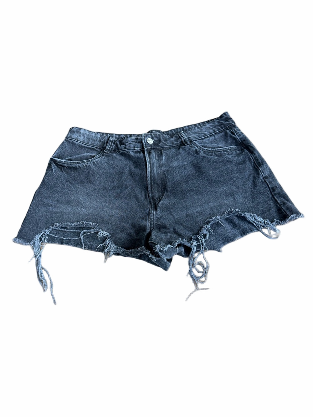 Denim Pumkie High-Rise Black Distressed Denim Shorts for Women
